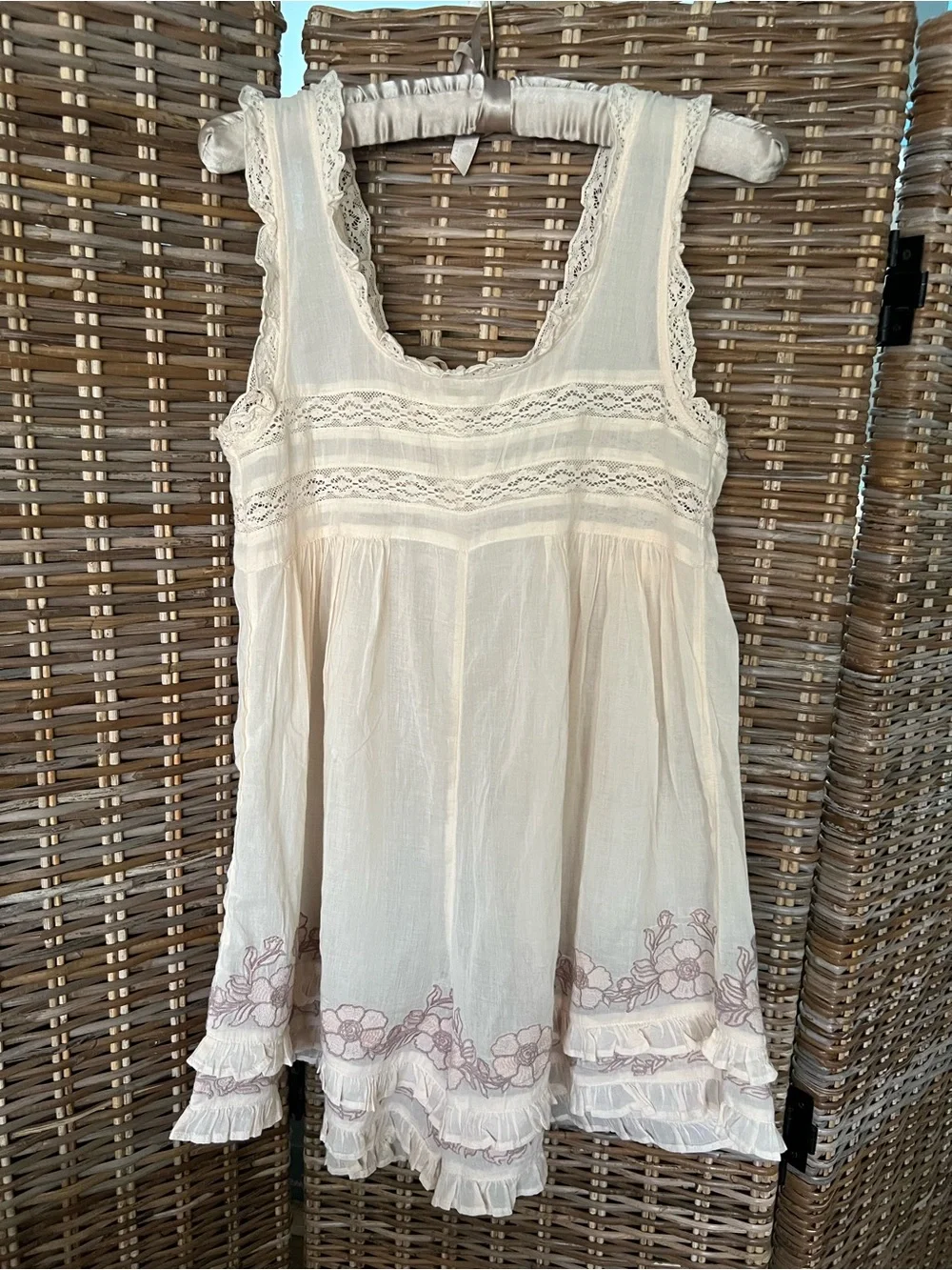 Free People Intimately Small Lace-Trim Sleeveless Romper Bloomer Shorts Floral